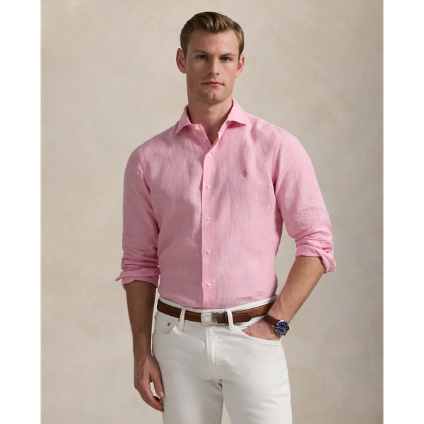 Pink White Custom-Fit Leinenhemd Polo Ralph Lauren 1