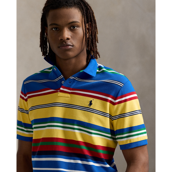 Oasis Yellow Multi Classic Fit Striped Mesh Polo Shirt Polo Ralph Lauren 6