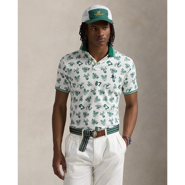 Classic Fit Print Mesh Polo Shirt