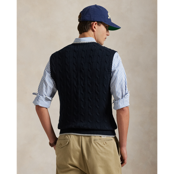 (取寄) ラルフローレン メンズ ケーブルニット コットン セーター ベスト Polo Ralph Lauren men Cable-knit Cotton Sweater Vest Hunter Navy Combo Cable-Knit Cotton Sweater Vest | Ralph Lauren