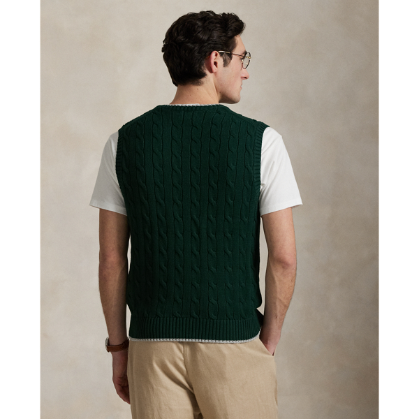 (取寄) ラルフローレン メンズ ケーブルニット コットン セーター ベスト Polo Ralph Lauren men Cable-knit Cotton Sweater Vest College Green Combo Cable-Knit Cotton Sweater Vest