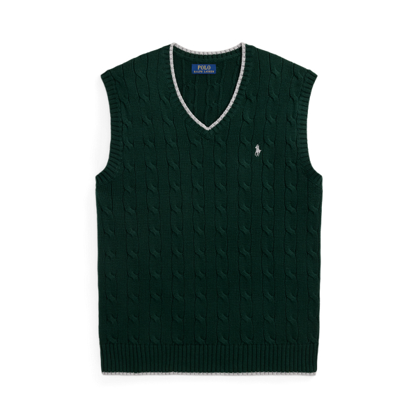 (取寄) ラルフローレン メンズ ケーブルニット コットン セーター ベスト Polo Ralph Lauren men Cable-knit Cotton Sweater Vest College Green Combo Cable-Knit Cotton Sweater Vest | Ralph Lauren