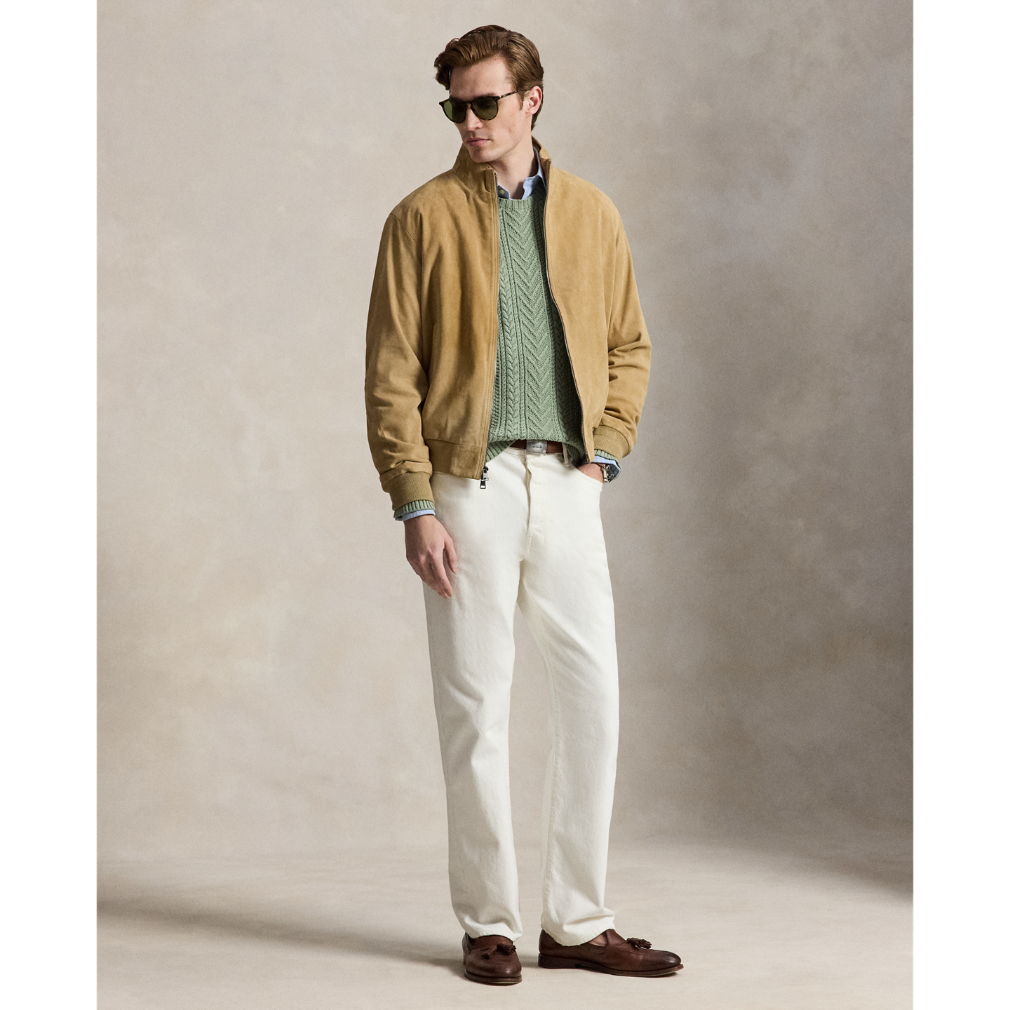 Мужская куртка Ralph Lauren The Charleton Suede, цвет: Рыжевато-коричневый замшевый — фото 1