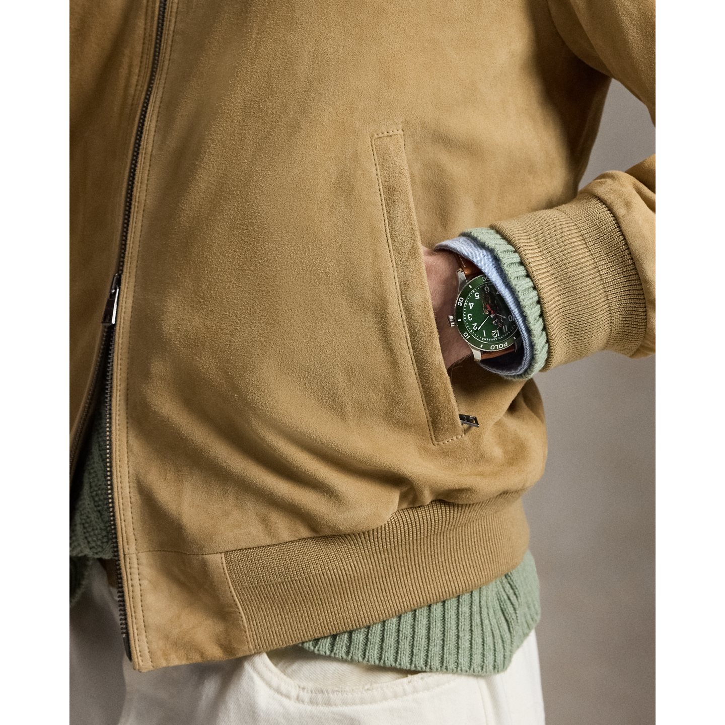Мужская куртка Ralph Lauren The Charleton Suede, цвет: Рыжевато-коричневый замшевый — фото 4