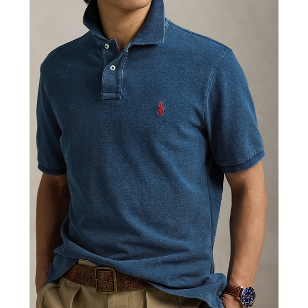 Medium Indigo Classic Fit Indigo Mesh Polo Shirt Polo Ralph Lauren 6