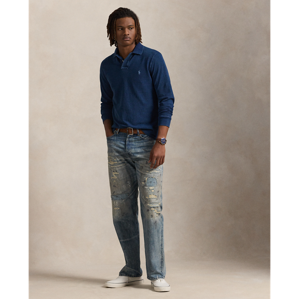 Custom Slim Fit Indigo Mesh Polo Shirt