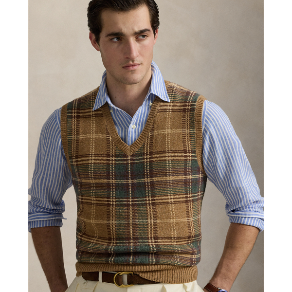 Plaid Wool-Cotton Sleeveless Jumper