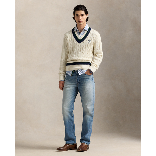 POLO RALPH LAUREN コットンカシミヤ　クリケットセーター S エンブロイダリー コットンブレンド クリケット セーター