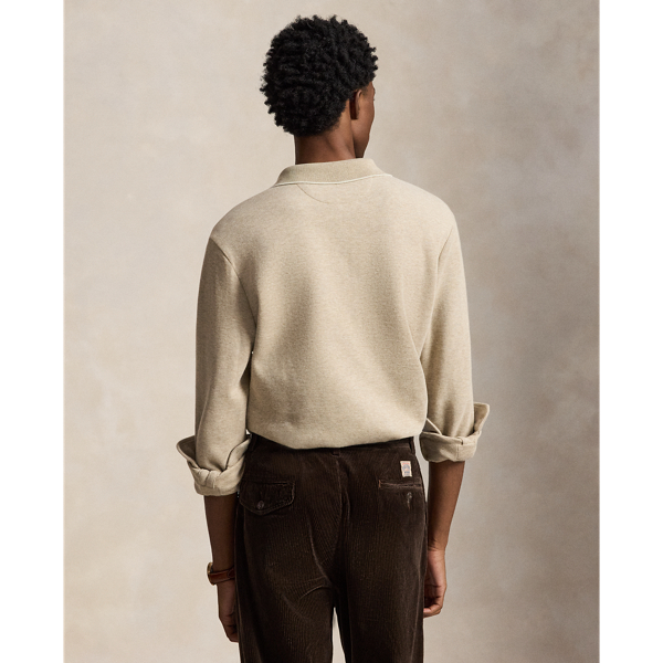 Tuscan Beige Heather Double-Knit Polo-Collar Pullover Polo Ralph Lauren 4