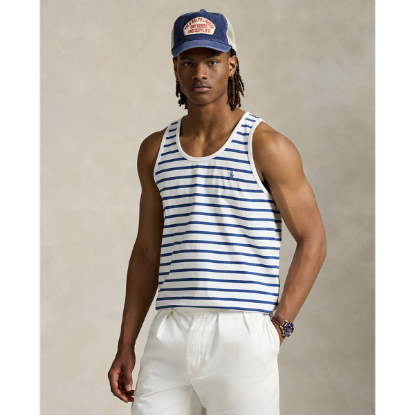 White/Old Royal Classic Fit Striped Jersey Tank Polo Ralph Lauren 1