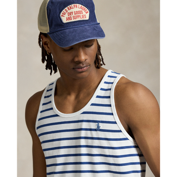 White/Old Royal Classic Fit Striped Jersey Tank Polo Ralph Lauren 6