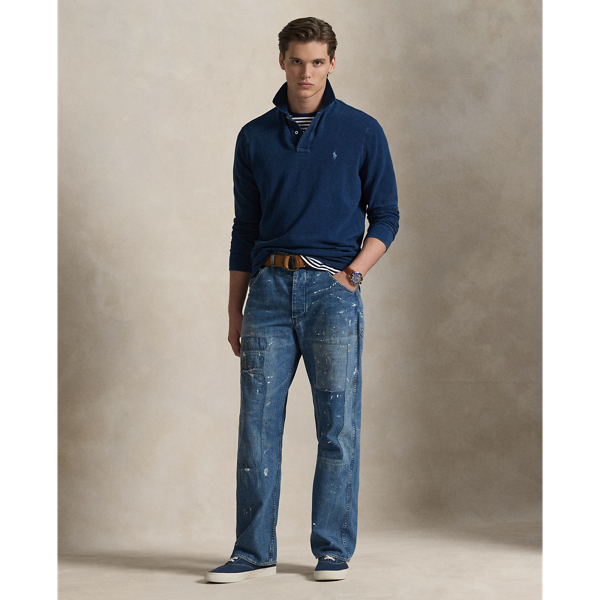 Classic Fit Indigo Mesh Polo Shirt