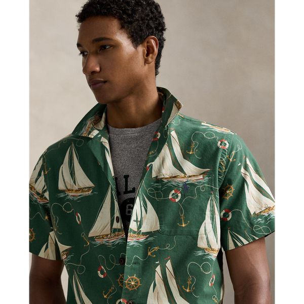 Classic Fit Sailboat Oxford Camp Shirt