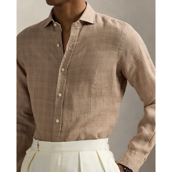 Classic Fit Plaid-Print Linen Shirt