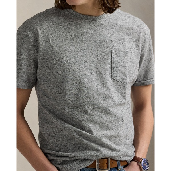 Vintage Salt and Pepper Classic Fit Weathered Pocket T-Shirt Polo Ralph Lauren 6