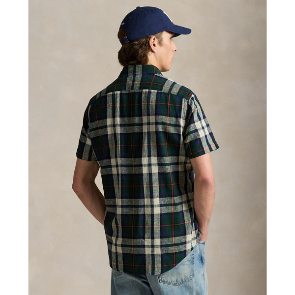 Classic Fit Plaid Linen-Cotton Shirt