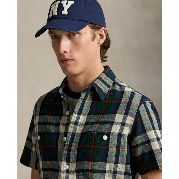 Classic Fit Plaid Linen-Cotton Shirt