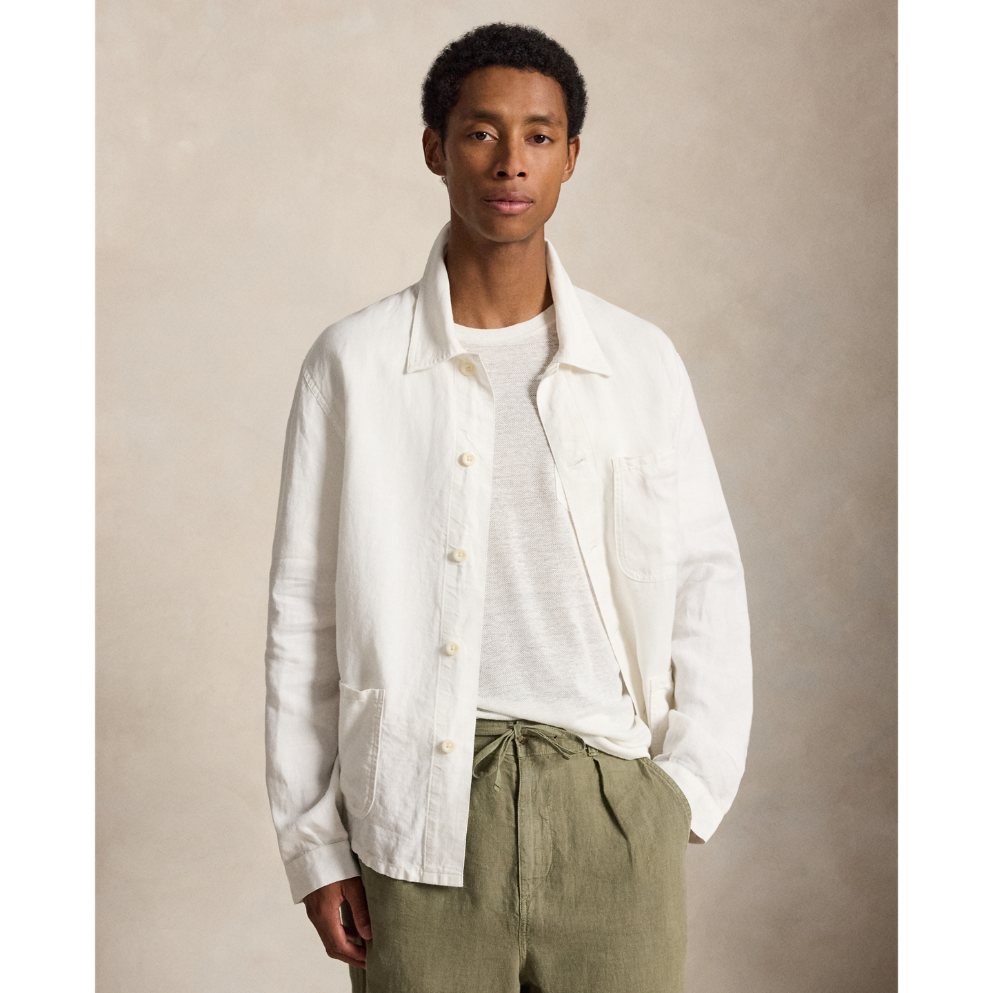 Мужская куртка Ralph Lauren Linen Utility, цвет: Белый — фото 4