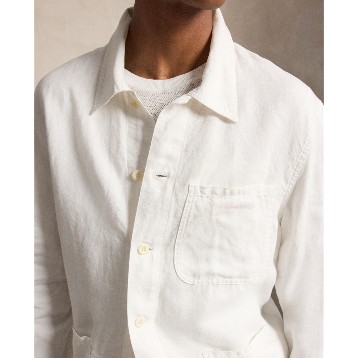 Мужская куртка Ralph Lauren Linen Utility, цвет: Белый — фото 3