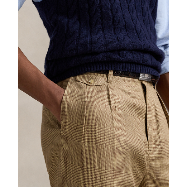ラルフ　リネンパンツ　チェック 30×30 古着 90s Polo Ralph Lauren 千鳥格子 チェック コットン リネン