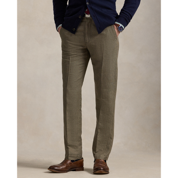 Straight Fit Houndstooth Twill Pant