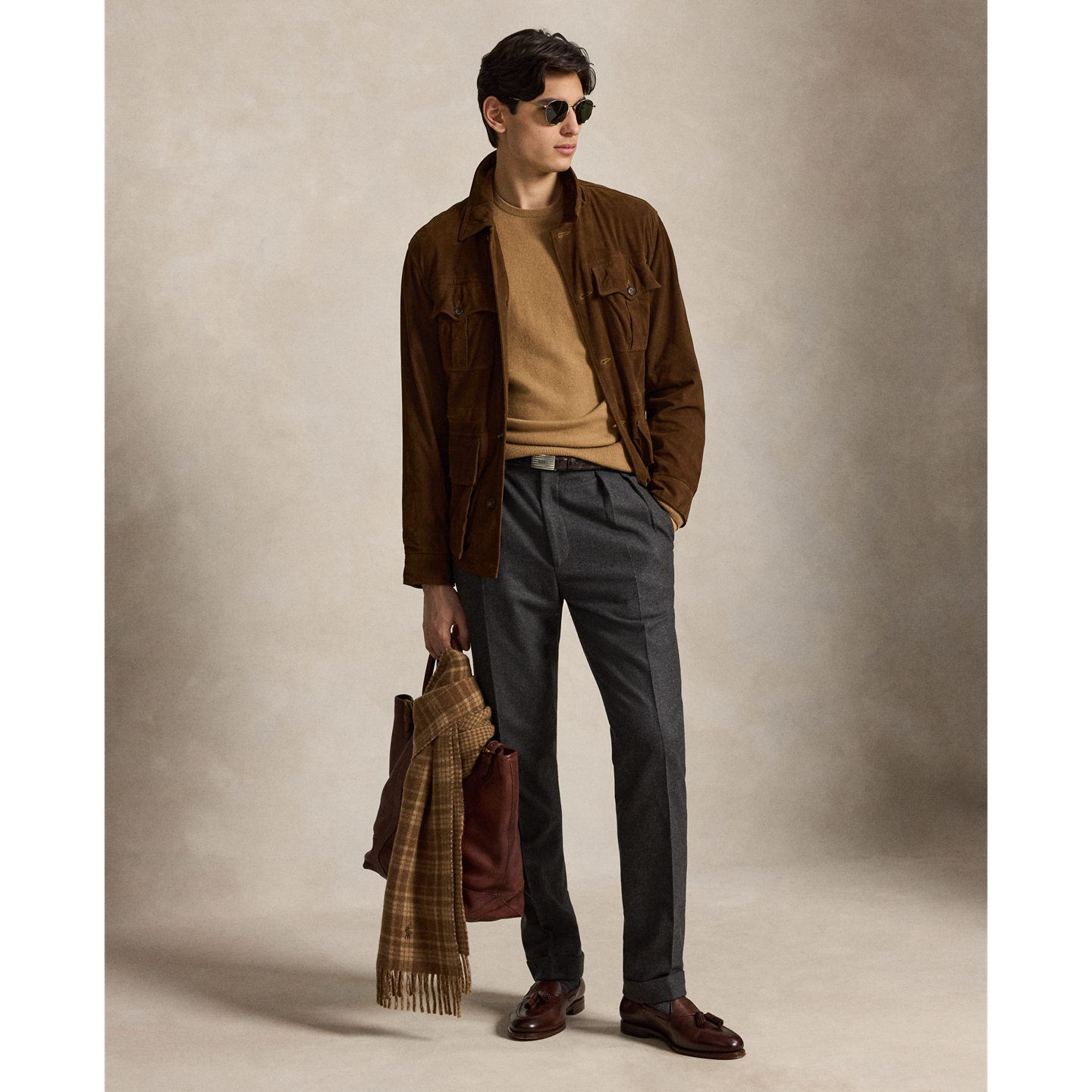 Мужской свитер Ralph Lauren Wool Crewneck, цвет: Рыжевато-коричневый меланжевый — фото 1