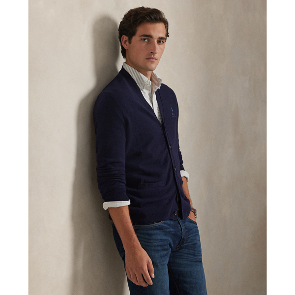 Bestickte Strickjacke mit V-Ausschnitt