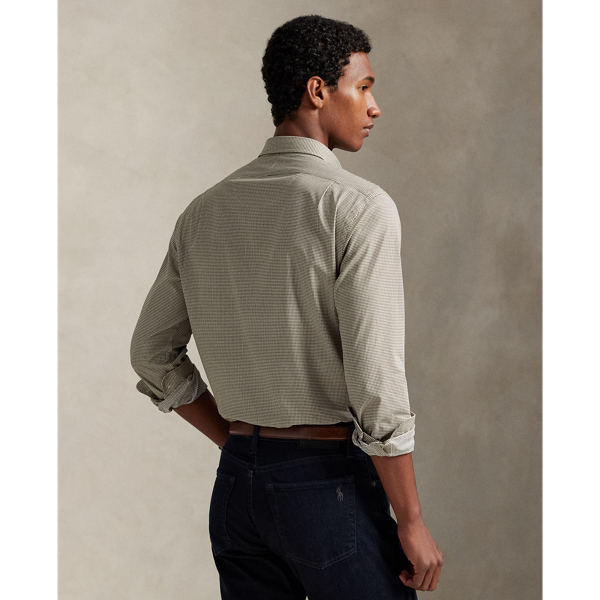 Slim Houndstooth Stretch Poplin Shirt