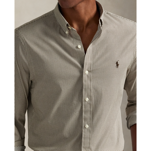 Slim Houndstooth Stretch Poplin Shirt