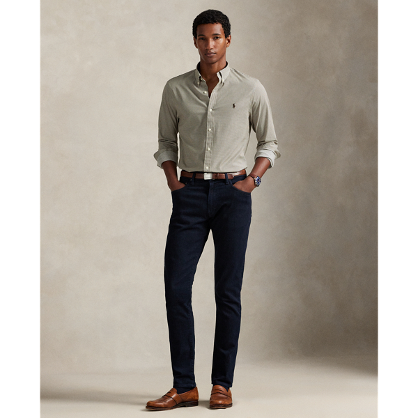 Slim Houndstooth Stretch Poplin Shirt