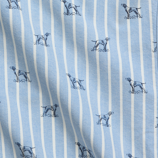 Custom Fit Striped Dog-Print Shirt