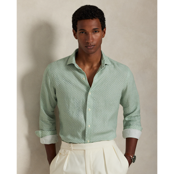 Custom Fit Equestrian-Print Linen Shirt