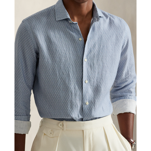 Custom Fit Mallet-Print Linen Shirt