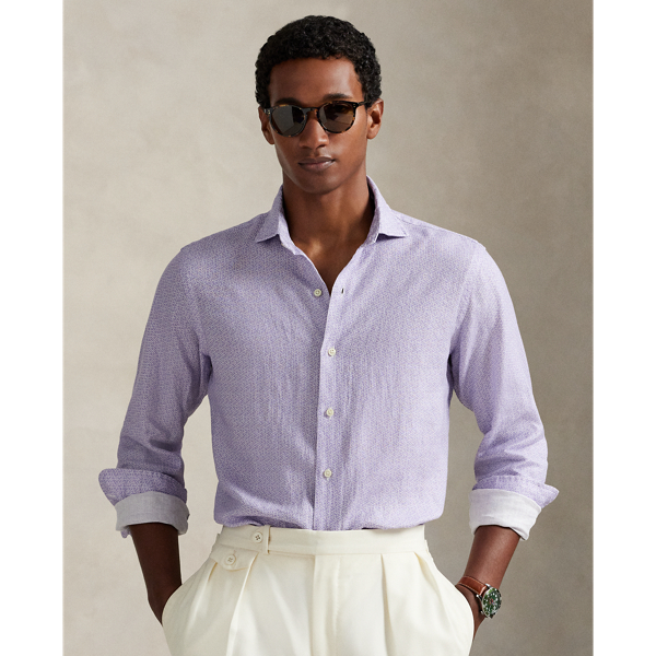 Custom Fit Horseshoe-Print Linen Shirt