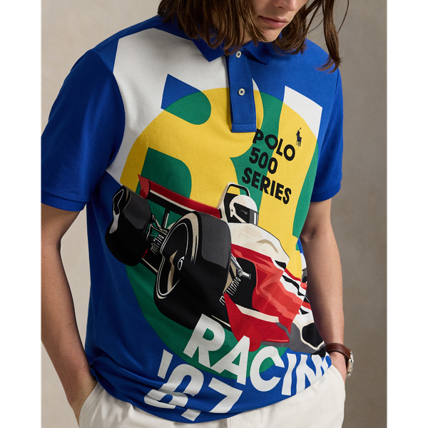Classic Fit Mesh Graphic Polo Shirt