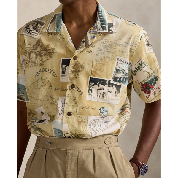 The Oak Bluffs Diary Print Camp Shirt