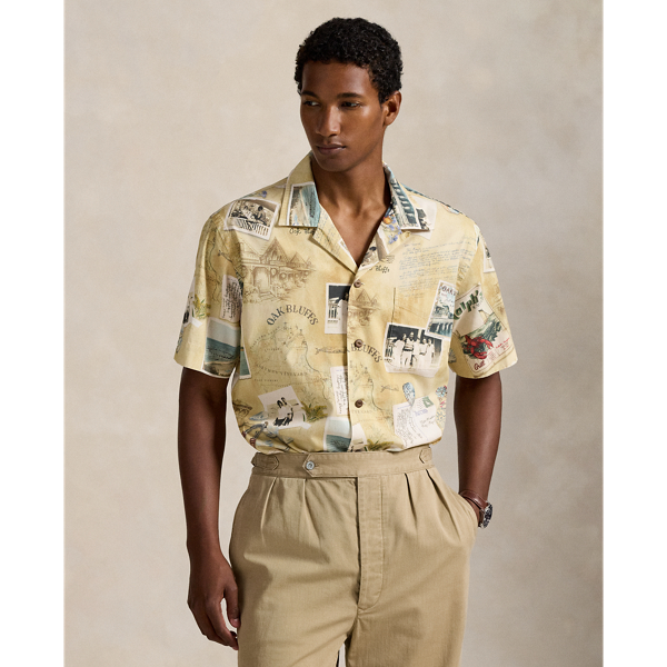 The Oak Bluffs Diary Print Camp Shirt