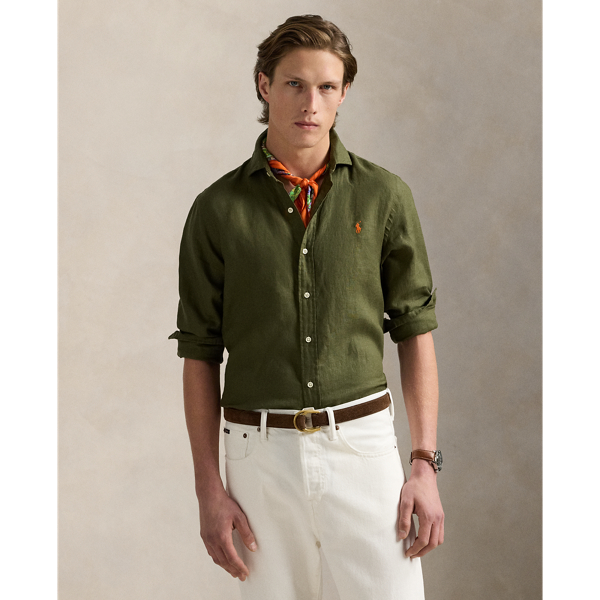 New Olive Custom Fit Linen Shirt Polo Ralph Lauren 1