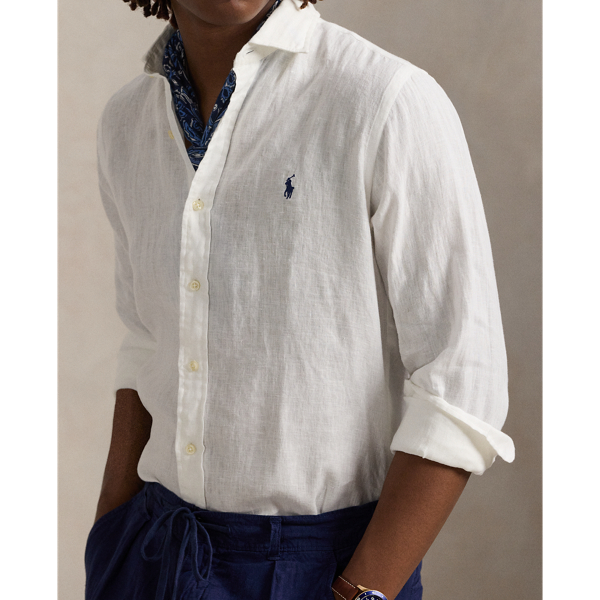 Chemise en lin Custom Fit Polo Ralph Lauren en Blanc c&eacute;ramique 6
