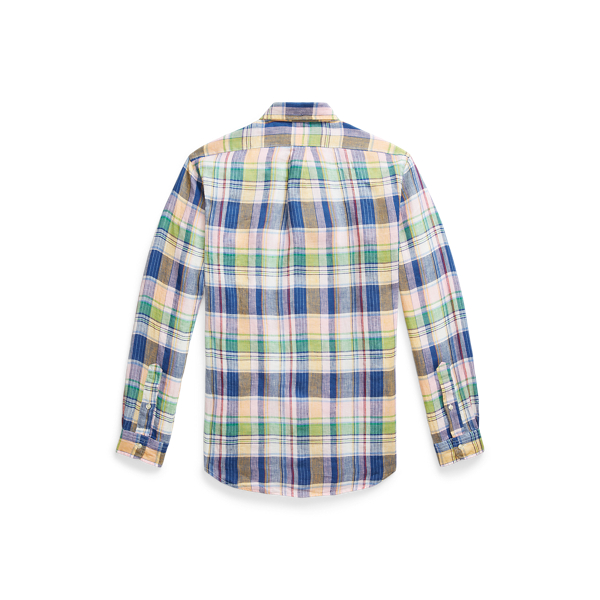 Classic Fit Plaid Linen Shirt