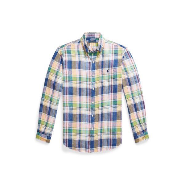 Classic Fit Plaid Linen Shirt