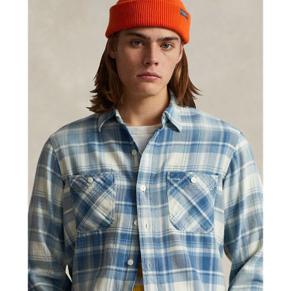 Classic Fit Indigo Plaid Twill Workshirt