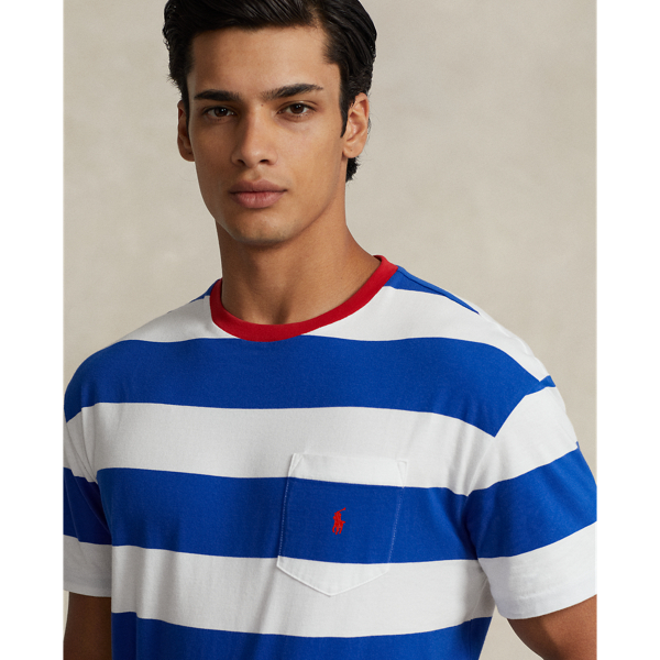 T-shirt ray&eacute; Classic Fit jersey Polo Ralph Lauren en &Eacute;toile saphir/blanc 6