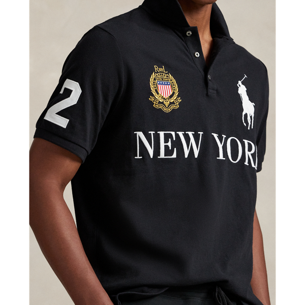 ★米国発*POLO*新作*Classic Fit New York Mesh ポロシャツ/BL★ Classic Fit New York Mesh Polo Shirt