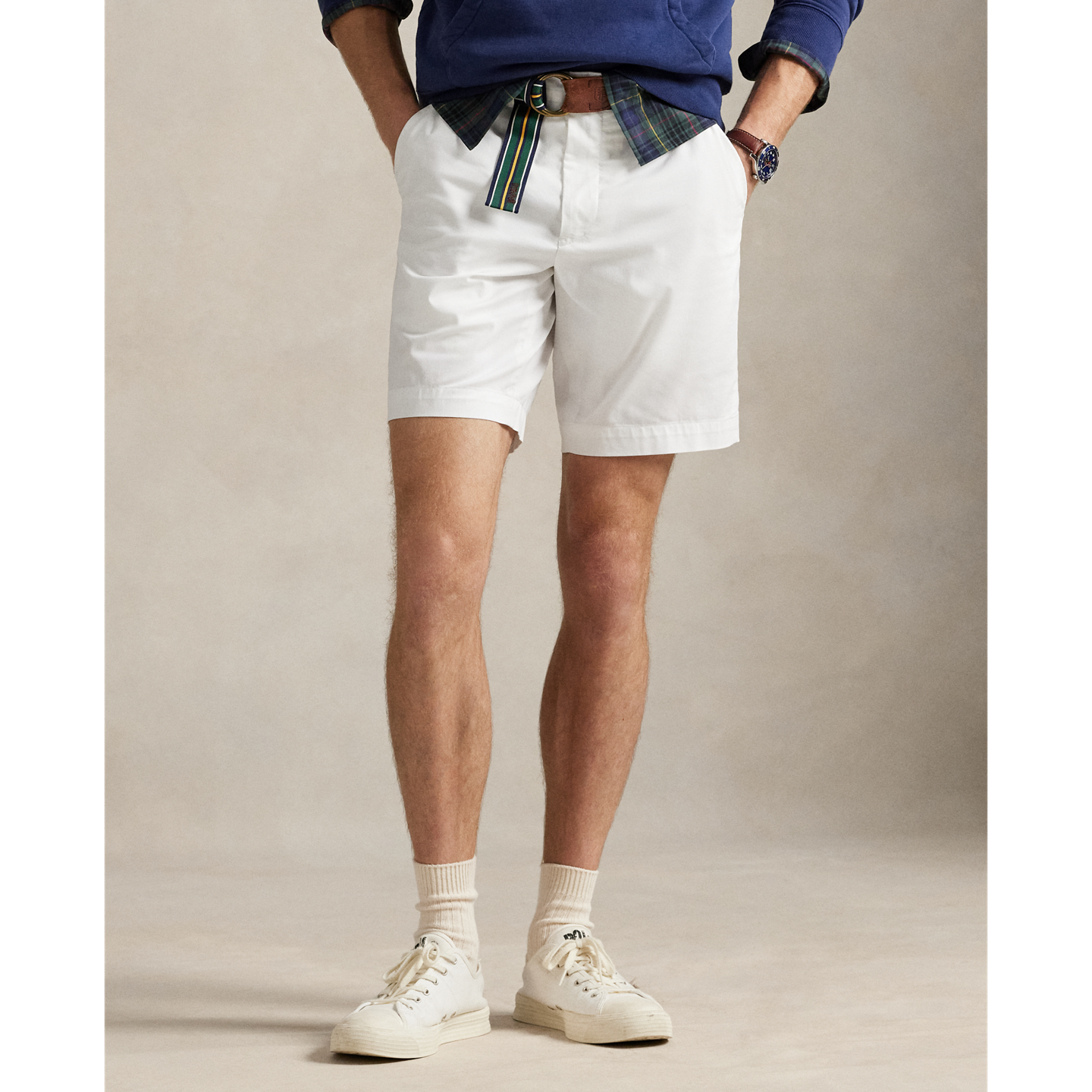 Шорты Ralph Lauren 9-Inch Tailored Fit Performance Short, цвет: Белый — фото 1