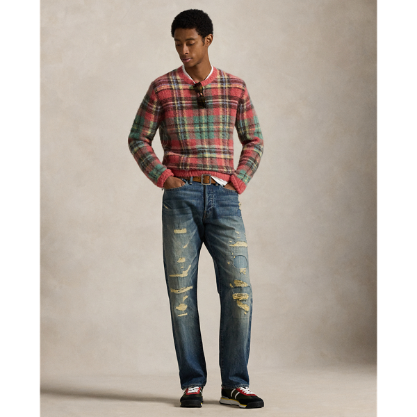 ラルフローレン カシミア ニット チェック柄 Polo Ralph Lauren チェック柄 ウールニット “エルボーパッチ