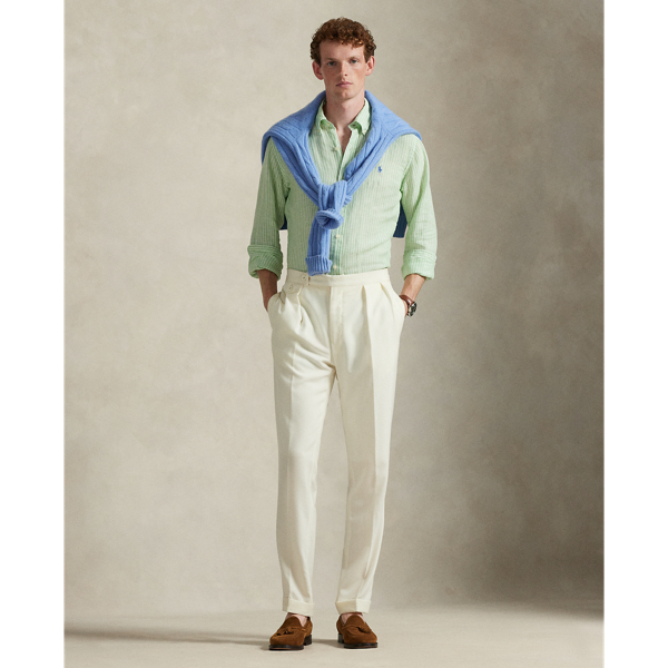 Polo Ralph Lauren 클래식핏 스트라이프 리넨 셔츠 에섹스 그린 화이트 4
