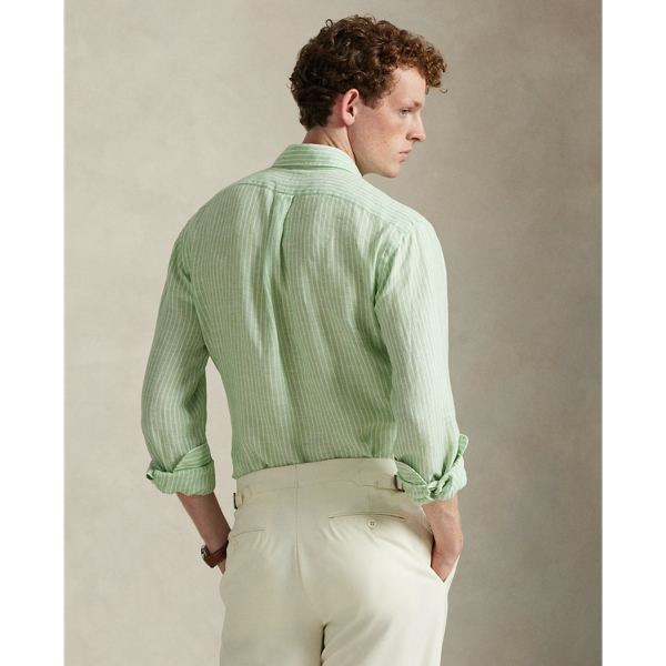 Polo Ralph Lauren 클래식핏 스트라이프 리넨 셔츠 에섹스 그린 화이트 5