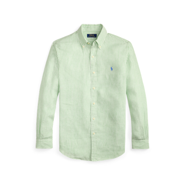 Polo Ralph Lauren 클래식핏 스트라이프 리넨 셔츠 에섹스 그린 화이트 2
