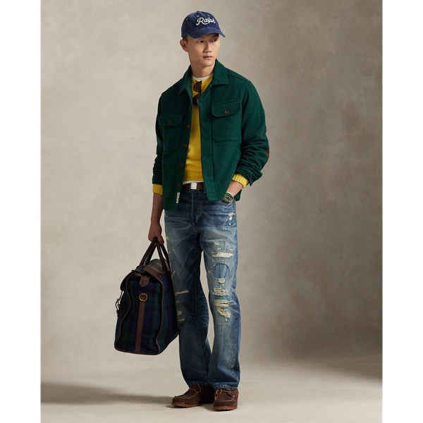 Suede-Patch Wool Twill Overshirt